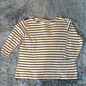 L.L. Bean Women’s XL Sweater Pull Over 100% Cotton Preppy 3/4 Sleeve Navy White